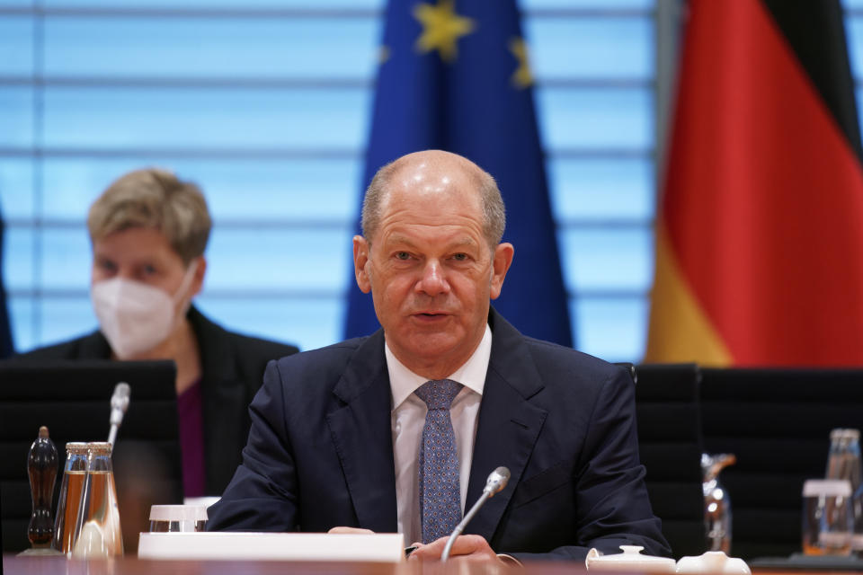 Olaf Scholz bei einer Kabinettssitzung (Bild: Henning Schacht/Pool/Getty Images)