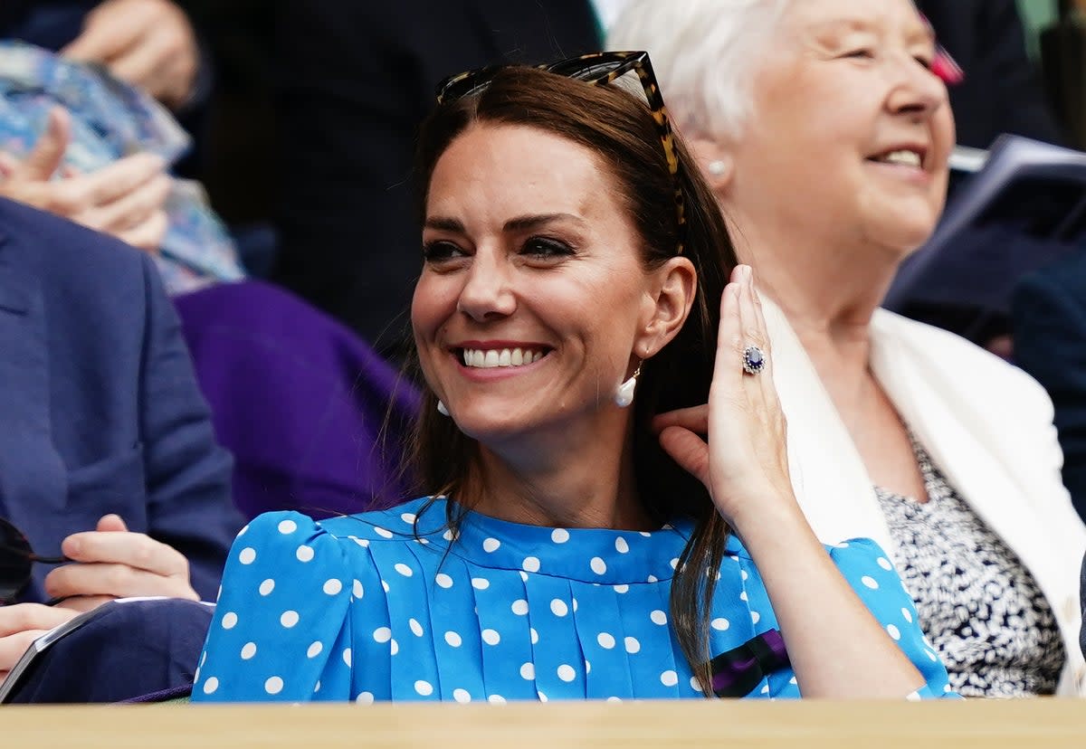 Kate Middleton in the royal box at Wimbledon’s Centre Court this year (PA)