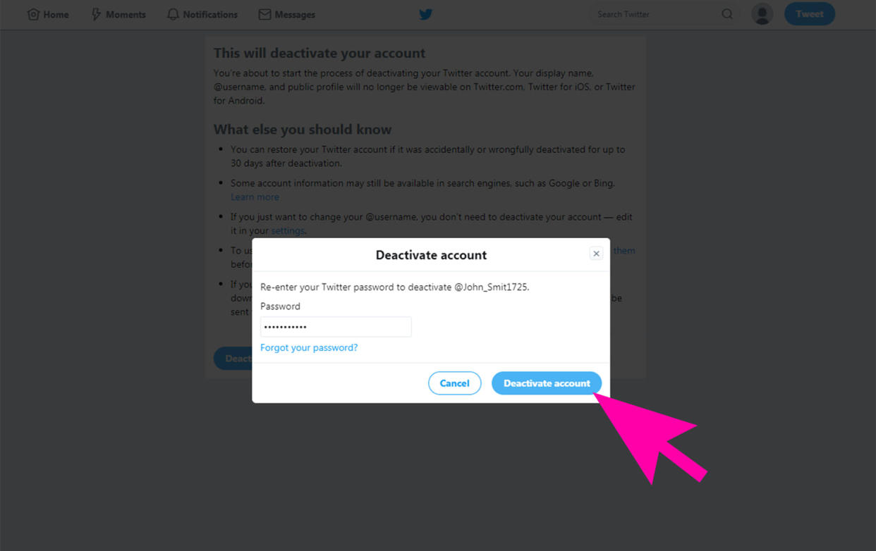 how to delete twitter on desktop