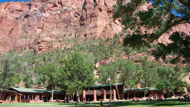 <span class="article__caption">The lawn of Zion Lodge in Zion National Park, Zion National Park </span>(Photo: Rob Lanum/Getty)