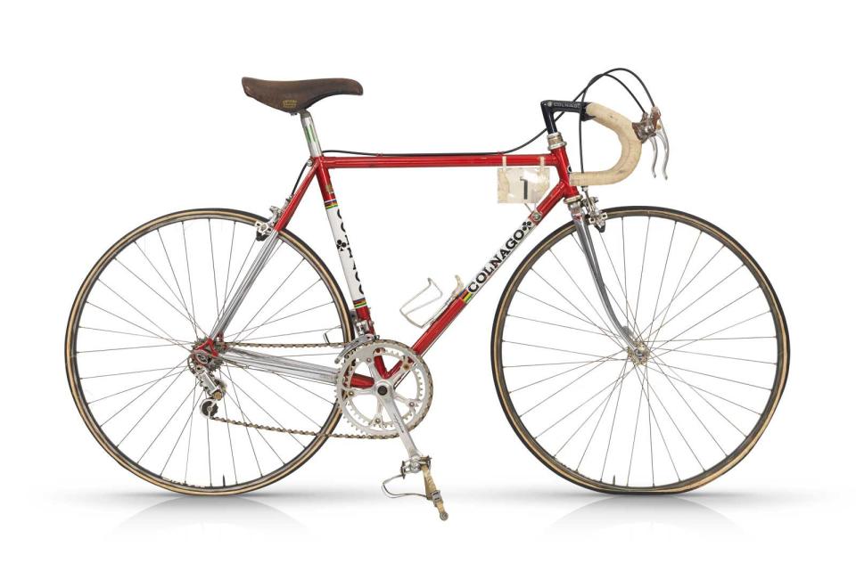 Bicicleta Colnago, de 1982, con la que Giuseppe Saronni ganó el Campeonato Mundial de Ruta para profesionales en Goodwood. En una similar, el ‘Beppe’ Saronni ganó los Giros de 1979 y 1983. / Foto: www.colnago.com