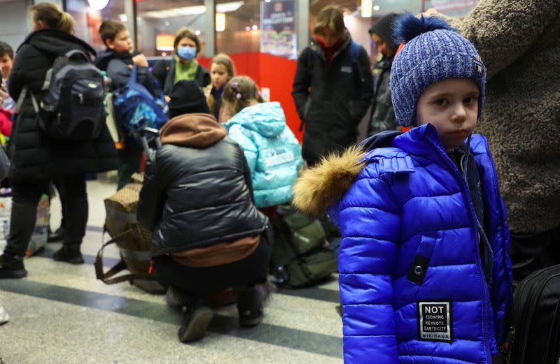 Refugees flee the Russian invasion of Ukraine, in Krakow