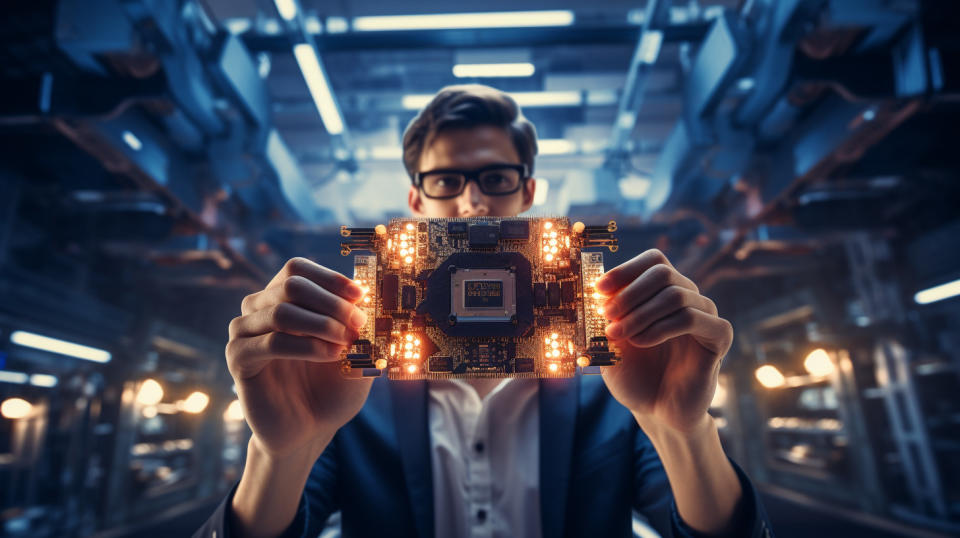 An engineer offering a demonstration of the ultra-low power FPGA technology.