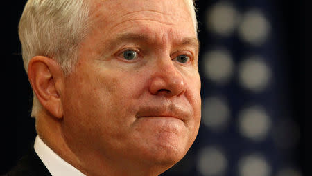 FILE PHOTO: U.S. Defense Secretary Robert Gates listens to remarks at the U.S.-Japan Security Consultative Committee meeting at the State Department in Washington June 21, 2011. REUTERS/Kevin Lamarque/File Photo