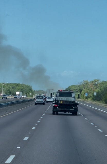 A brush fire broke out along Interstate 95 near Palm Bay Monday afternoon.