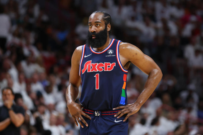 This coming season will send James Harden's career earnings north of $300 million. (Michael Reaves/Getty Images)