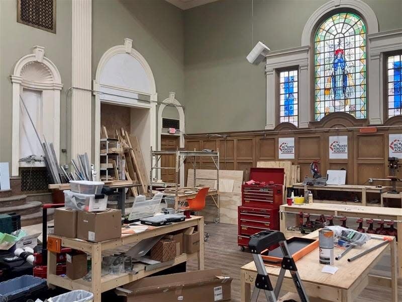 The Milwaukee Robotics Academy's workshop is in a former Riverwest church.