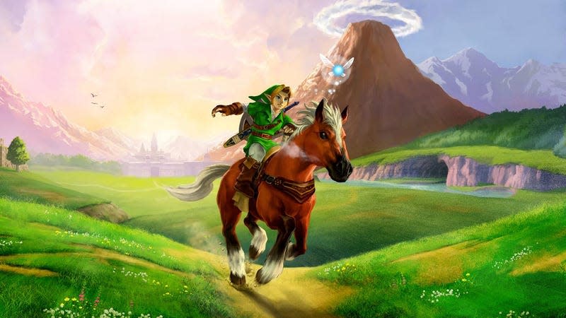 Link rides Epona off into the sunset. 