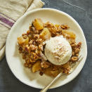 <p>Apple crisp in your Instant Pot?! Yes, you can! This easy Instant-Pot apple crisp has a nice balance of flavors from lemon zest and juice, brown sugar and sweet Honeycrisp apples. The whole-wheat flour and pecans add texture to the topping, which remains moist and delicious as it melds with the other flavors. To keep the texture from getting mushy, be sure not to cut the apple pieces too small. One-inch cubes will do the trick!</p>