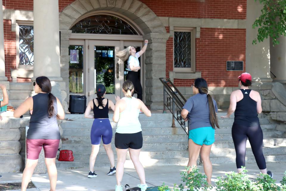 Sabrina Meck Perez will be back for the 2023 Community Market leading a 9 a.m. Zumba class from the porch of the historic Bivins Home during the first Center City Community Market of the 2023 season downtown on Polk Street Saturday.