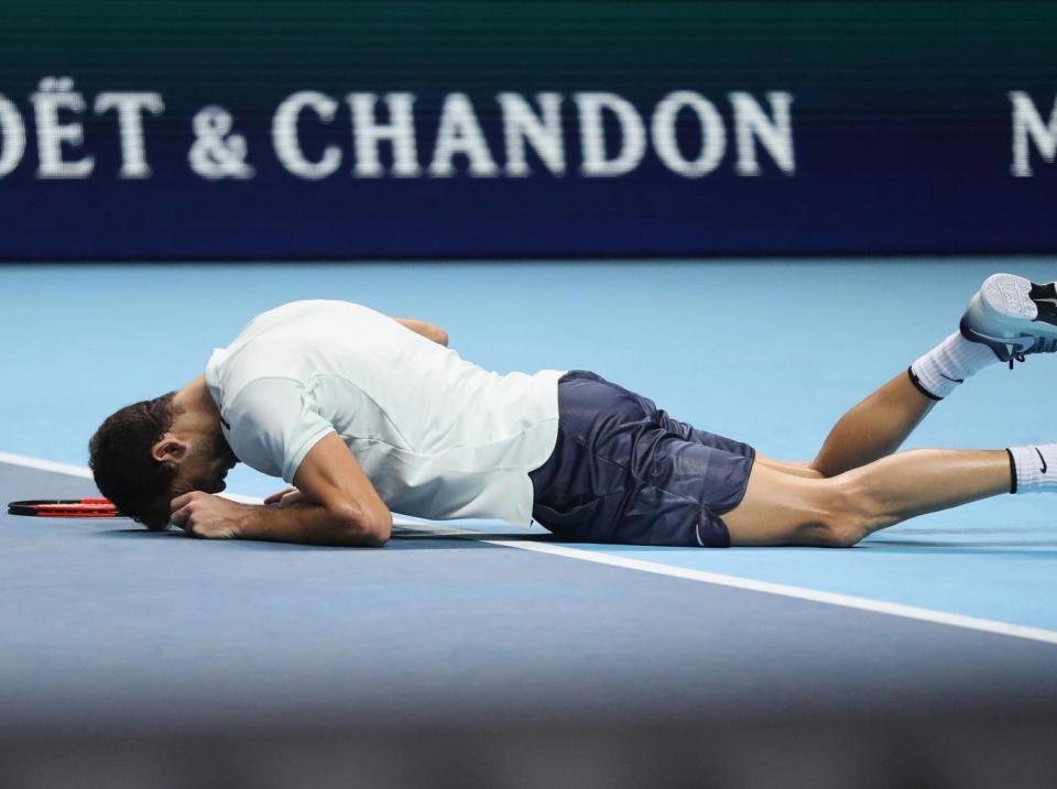 Dimitrov celebrates (Getty)