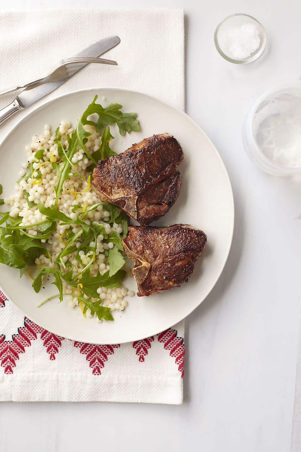 lamb chops and lemony couscous salad