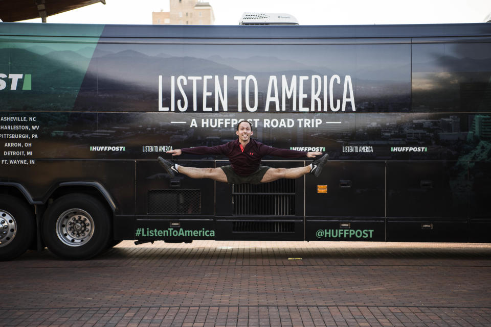 David Odenwelder shows off his dance moves for HuffPost during the outlet's visit to Birmingham.&nbsp;