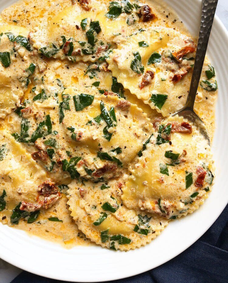 <a href="http://www.supperwithmichelle.com/2020/05/creamy-sun-dried-tomato-and-spinach-ravioli/" target="_blank" rel="noopener noreferrer"><strong>Creamy Sun-Dried Tomato and Spinach Ravioli from Supper With Michelle</strong></a>