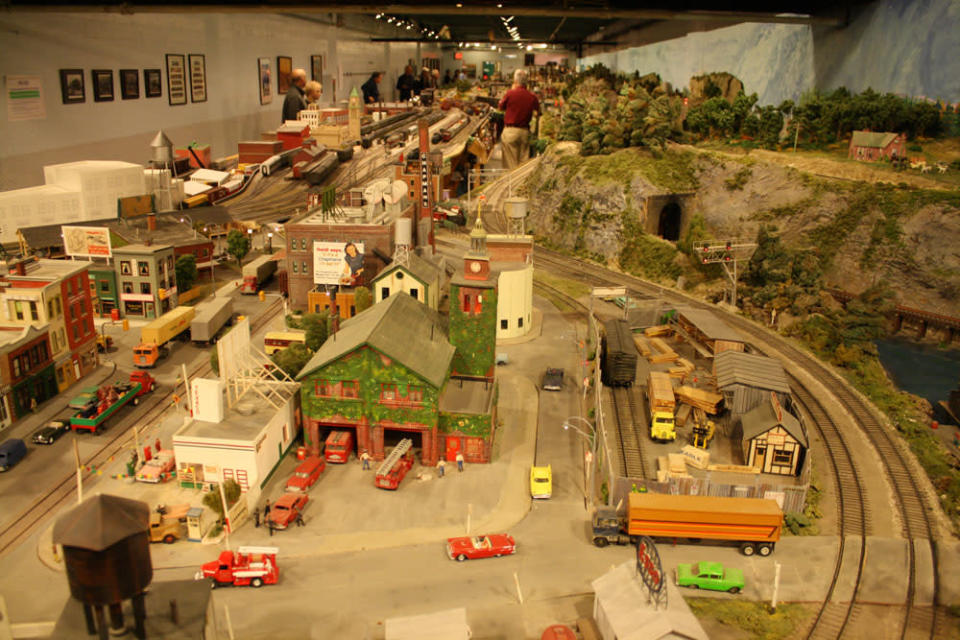 The view from one end of the room, which was also where guns were fired. After 67 years in the Liberty Village location, The Model Railroad Club of Toronto will be moving to make way for a condo.