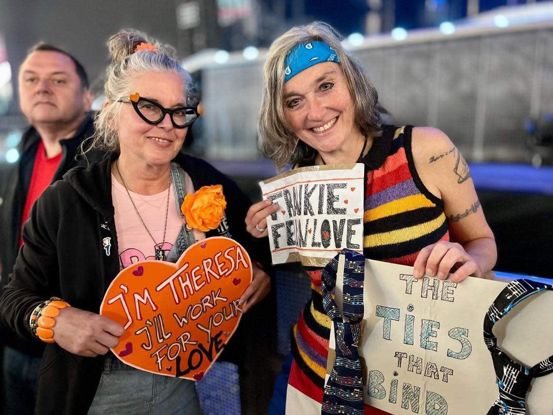 Therese Flemminks and a friend at the Bruce Springsteen and the E Street Band's May 5 show in Cardiff, Wales.