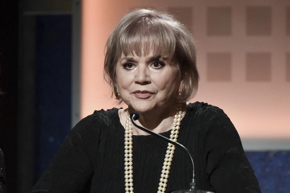 FILE - Linda Ronstadt speaks onstage at the 19th Annual Movies For Grownups Awards on Jan. 11, 2020, in Beverly Hills, Calif. Ronstadt turns 75 on July 15. (Photo by Richard Shotwell/Invision/AP, File)