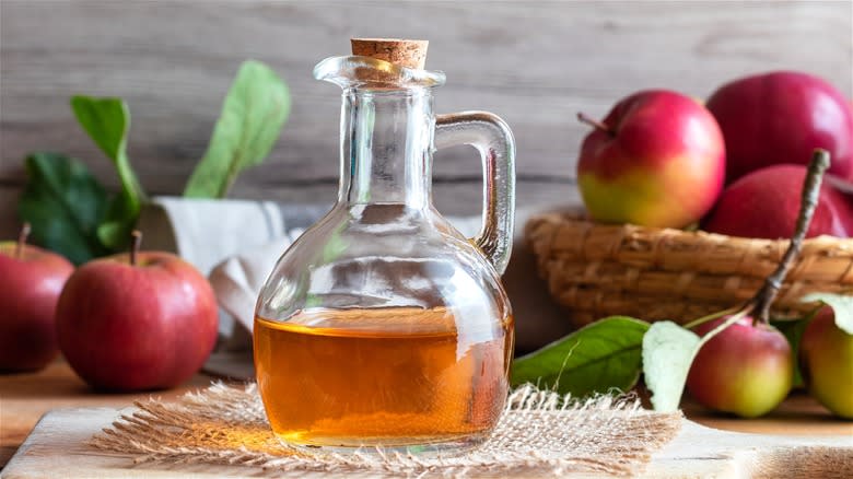 Clear bottle of apple cider vinegar