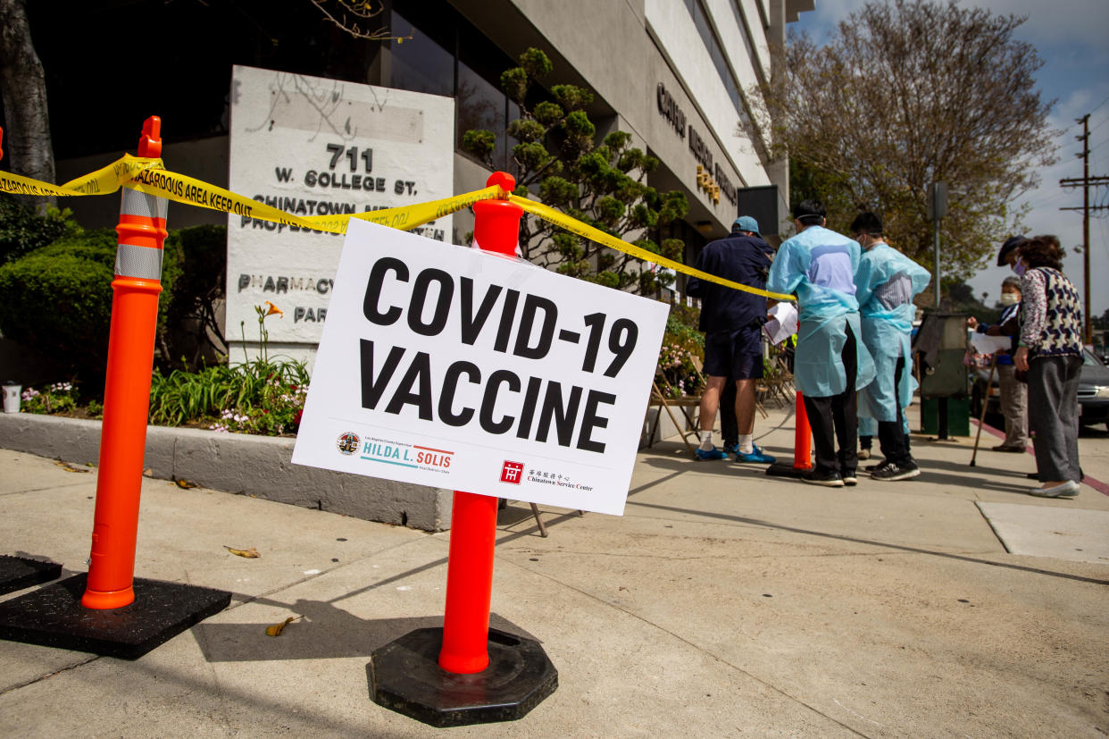 A vaccination center in Los Angeles
