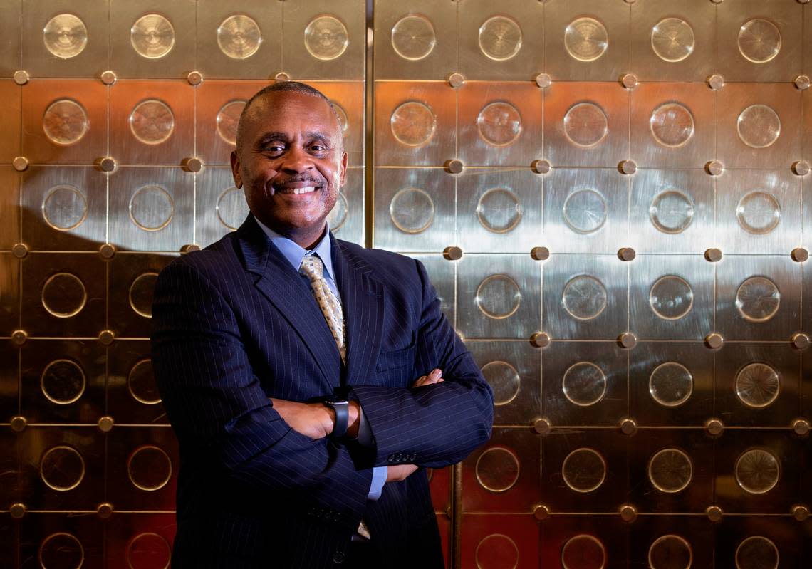 North Carolina House Democratic Leader Rep. Robert Reives is photographed in the House chambers on Monday, Sept. 19, 2022, in Raleigh, N.C.