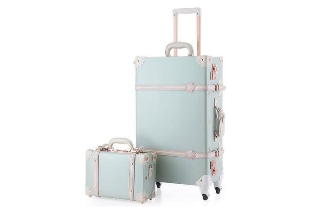 COTRUNKAGE Vintage Checked Luggage Sets 2 Piece TSA Lock Suitcase