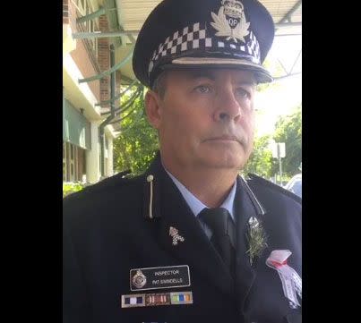 Bundaberg police inspector Pat Swindells addressing the media. Source: 7 News