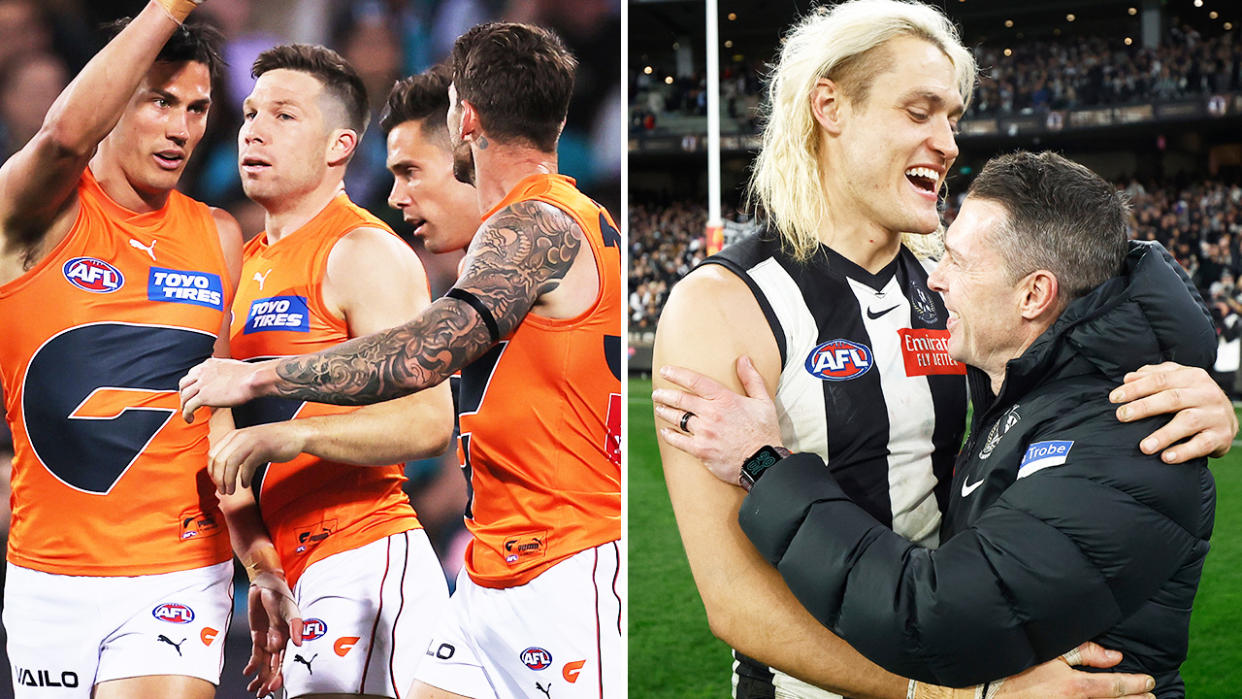 GWS and Collingwood players, pictured here in the AFL.