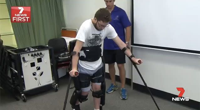 Jeremiah Sas is walking again after a BMX accident two years ago. Source: 7News