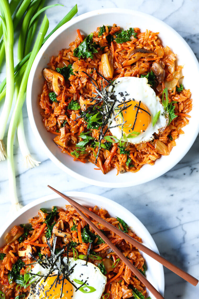 <strong>Get the <a href="https://damndelicious.net/2019/03/21/kimchi-fried-rice/" target="_blank" rel="noopener noreferrer">Kimchi Fried Rice recipe</a> from Damn Delicious</strong>