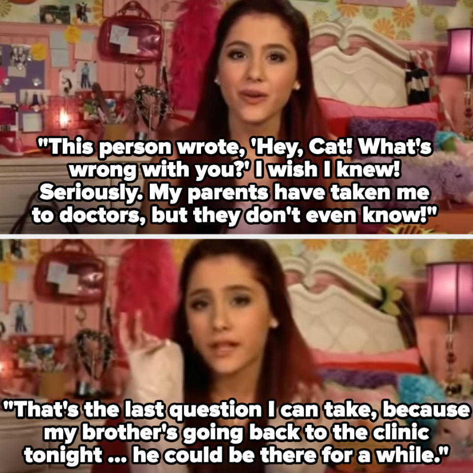 Cat answers a tweet asking what's wrong with her, saying her parents took her to doctors but they don't know, and also says she has to go because her brother is going back to the "clinic" for a while