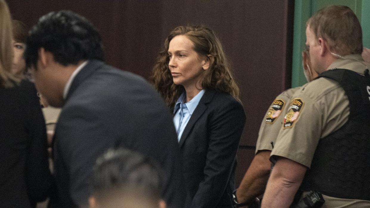 kaitlin armstrong enters the courtroom during the first day of her trial at the blackwell thurman criminal justice center, wednesday, nov 1, 2023, in austin, texas armstrong is charged with murder in connection with the shooting death of pro cyclist anna moriah wilson mikala comptonaustin american statesman via ap, pool