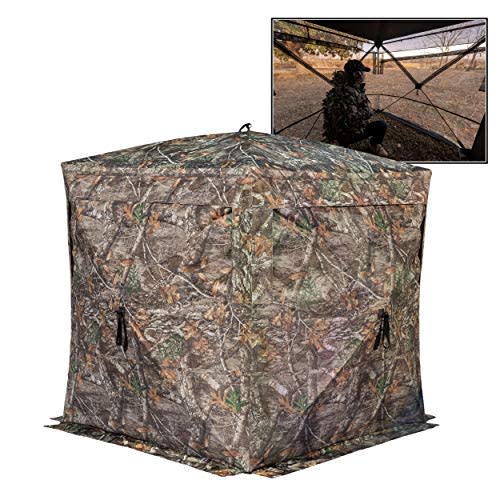 Rhino Blinds R180 3 Person See Through Hunting Ground Blind, Realtree Edge