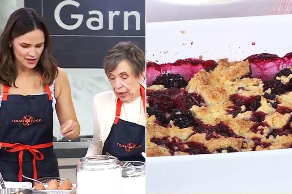 <p>The Today Show</p> Jennifer Garner and mom Pat make blackberry cobbler on Today