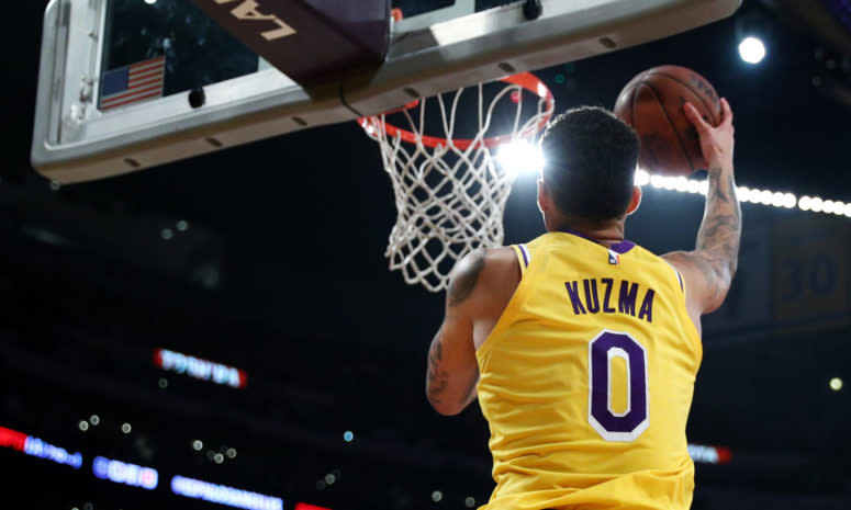 Kyle Kuzma playing for the Lakers.