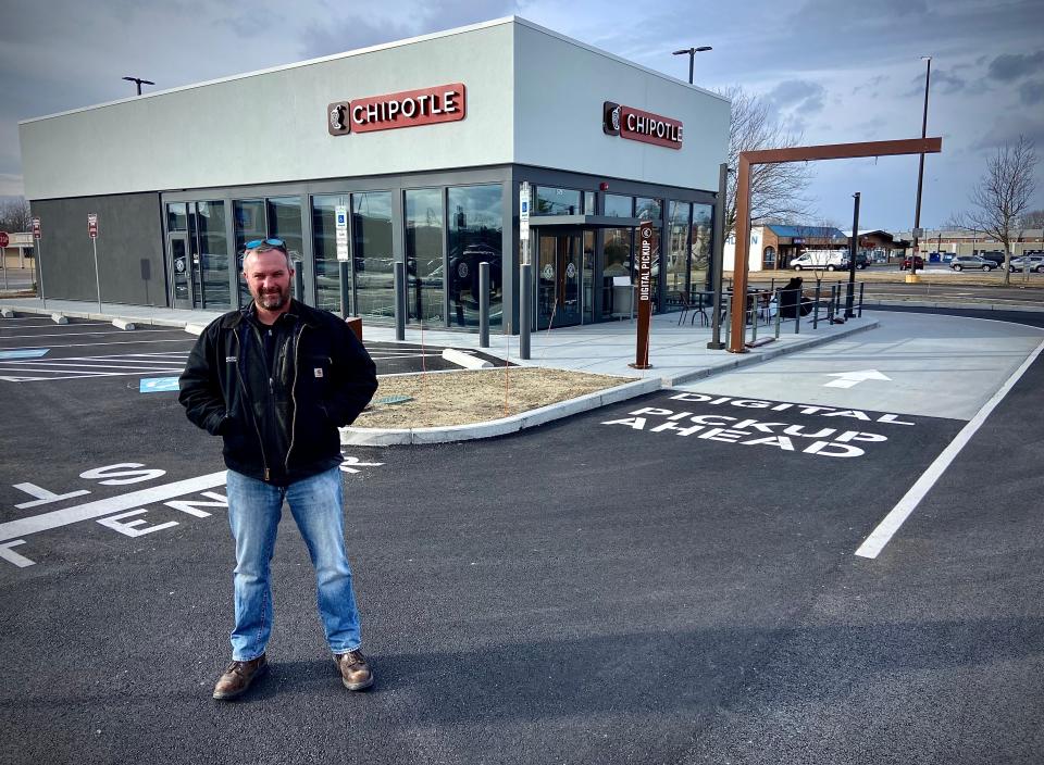 Shawn Coelho, project manager for Cornerstone Design/Build Inc., was in charge of building the new Chipotle Mexican Grill on William S. Canning Boulevard in Fall River.