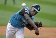 Curacao's Jurdrick Profar delivers during the second inning of an elimination baseball game against South Korea at the Little League World Series tournament in South Williamsport, Pa., Thursday, Aug. 22, 2019. (AP Photo/Gene J. Puskar)