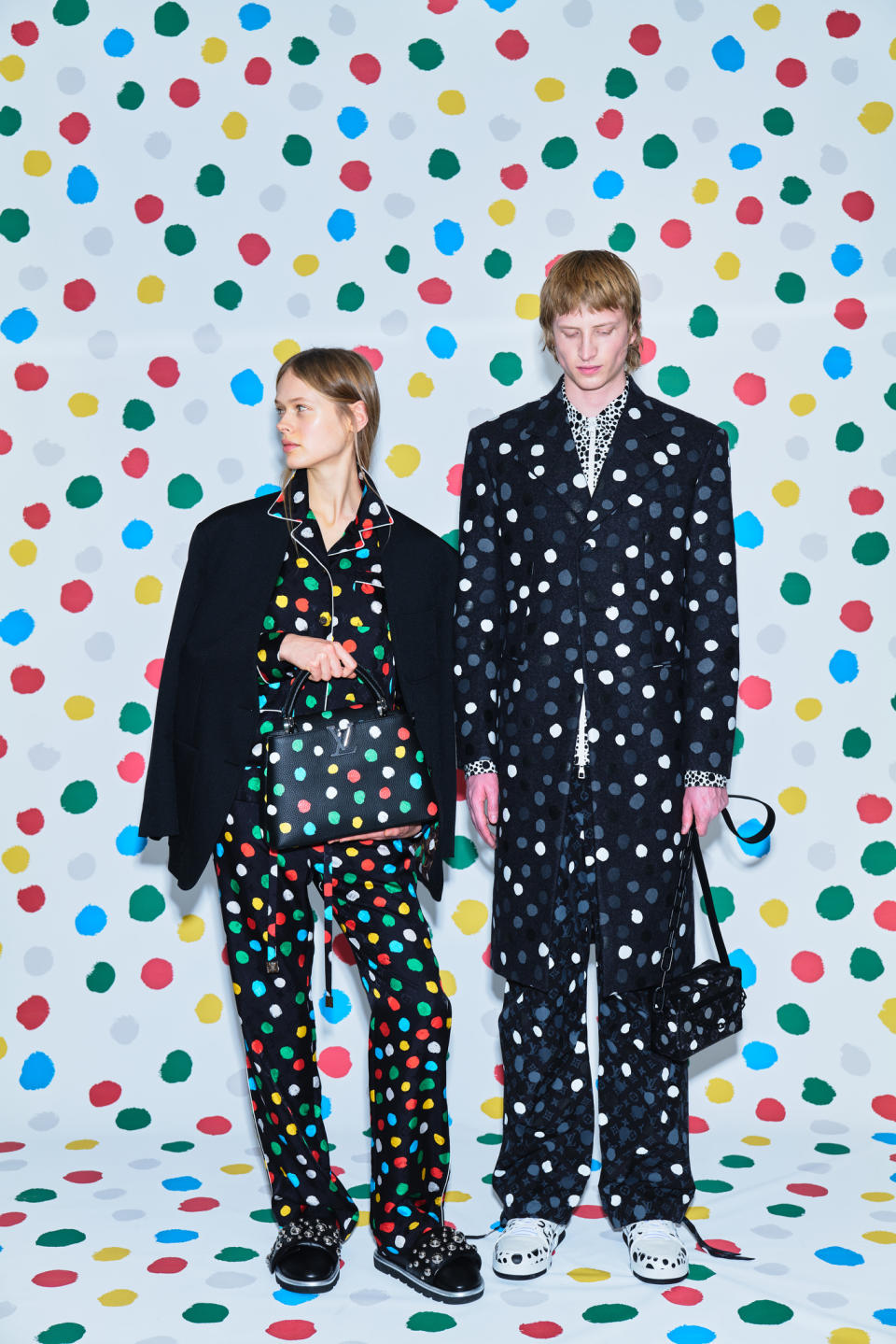 A look from the Louis Vuitton x Yayoi Kusama Collection