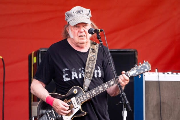 Neil Young performs on Day 7 of 2024 New Orleans Jazz & Heritage Festival at Fair Grounds Race Course on May 4, 2024, in New Orleans.   - Credit: Erika Goldring/Getty Images