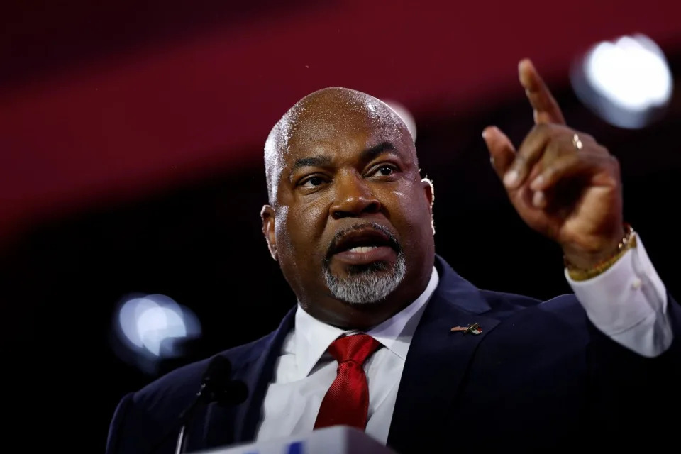 PHOTO: North Carolina Lieutenant Governor Mark Robinson speaks at the Faith and Freedom Road to Majority conference at the Washington Hilton on June 21, 2024 in Washington, D.C. (Anna Moneymaker/Getty Images, FILE)