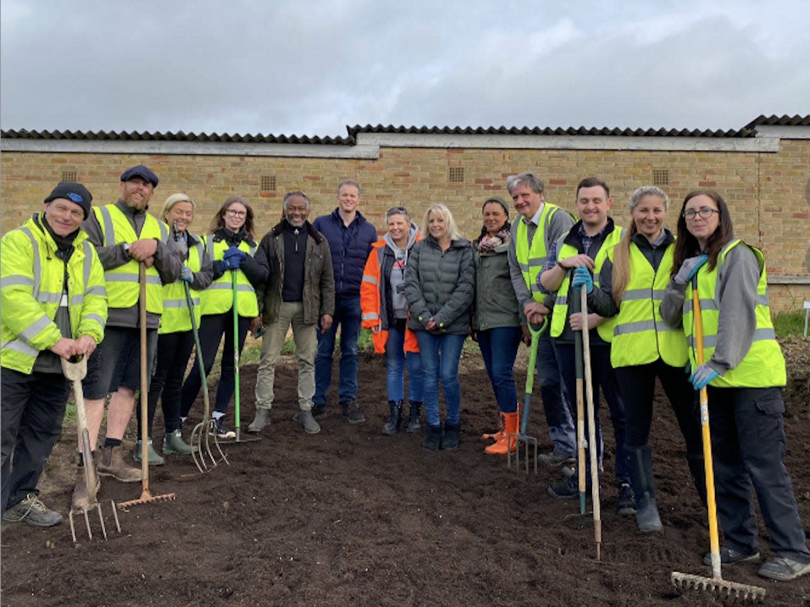 Carly Burd and volunteers pictured in Burd's TikTok about recovering the land from salt damage