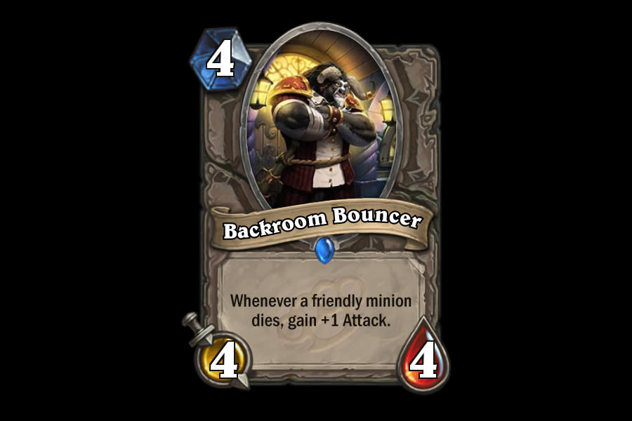 <p>In a set like Gadgetzan that loves to buff up minions to attain the most value possible, Backroom Bouncer seems like a weird fit. Gadgetzan doesn't want smaller minions to die all that often, but the Bouncer does. In all likelihood, he'll only be swapped in as a very specific tech response to tons of AOE removal. </p>