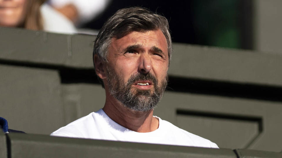 Goran Ivanisevic watches Novak Djokovic in action at Wimbledon. (Photo by Visionhaus/Getty Images)