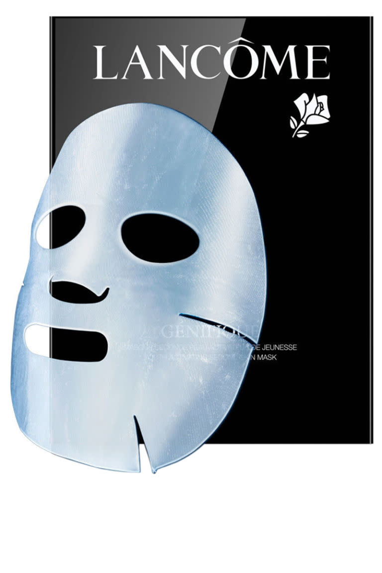 <p>This sheet mask contains half a bottle of the brand's anti-aging serum—so you know it's good. It leaves skin looking brighter and healthier in just one 20 minute session.</p><p><strong>Lancôme</strong>Génifique Youth Activating Second Skin Masks, $105.00, <a rel="nofollow noopener" href="http://www.neimanmarcus.com/Lancome-G-233-nifique-Youth-Activating-Second-Skin-Mask-6-count/prod193550027/p.prod?icid=&searchType=MAIN&rte=%2Fsearch.jsp%3Ffrom%3DbrSearch%26request_type%3Dsearch%26search_type%3Dkeyword%26q%3Dface+mask&eItemId=prod193550027&cmCat=search&tc=239¤tItemCount=22&q=face+mask&searchURL=/search.jsp%3Ffrom%3DbrSearch%26start%3D0%26rows%3D30%26q%3Dface+mask%26l%3Dface+mask%26request_type%3Dsearch%26search_type%3Dkeyword" target="_blank" data-ylk="slk:neimanmarcus.com;elm:context_link;itc:0;sec:content-canvas" class="link ">neimanmarcus.com</a></p>