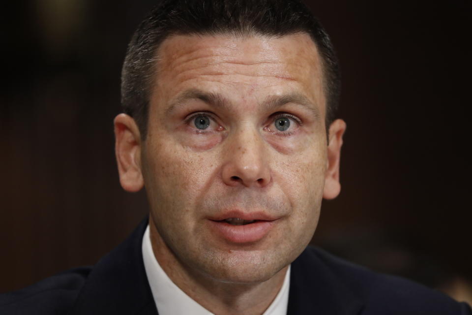 Acting Department of Homeland Security Secretary Kevin McAleenan testifies before the Senate Judiciary Committee on Capitol Hill in Washington, Tuesday, June 11, 2019. (AP Photo/Pablo Martinez Monsivais)