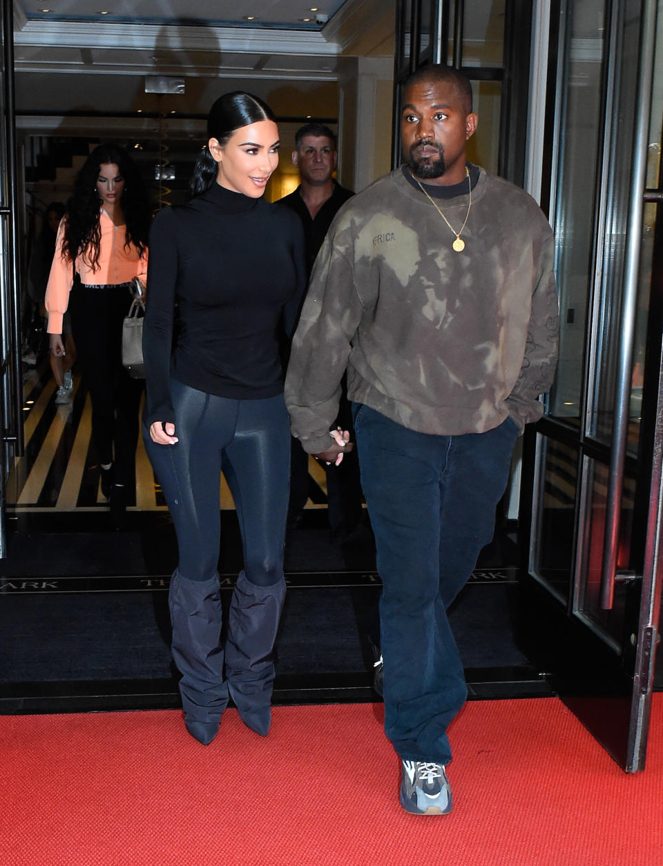 NEW YORK, NY - MAY 07:  Kanye West and Kim Kardashian  are seen outside the mark hotel  on May 7, 2019 in New York City.  (Photo by Raymond Hall/GC Images)