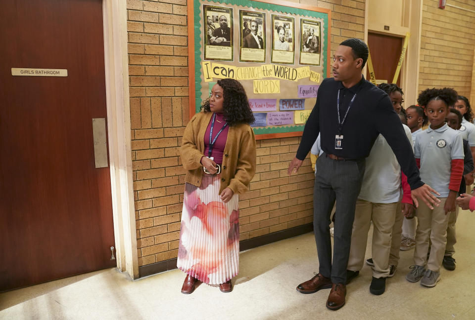 Quinta Brunson and Tyler James Williams in “Abbott Elementary” - Credit: Gilles Mingasson/ABC