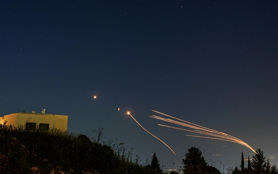 Israel's Iron Dome anti-missile system in action during the barrage