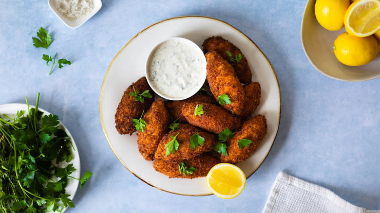 croquettes with sauce on plate