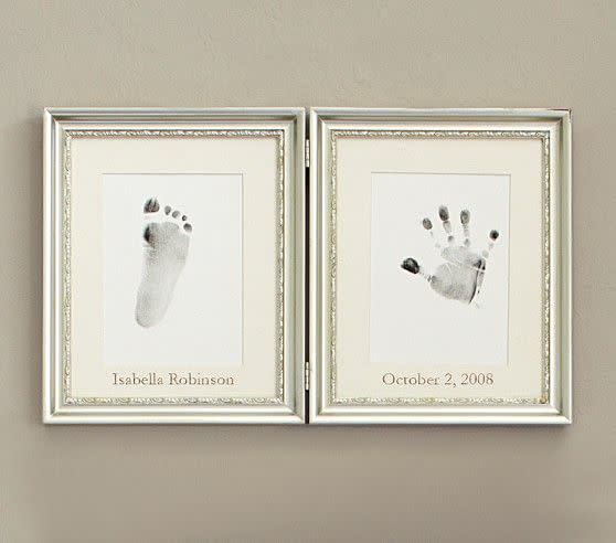 Silver Leaf Handprint and Footprint Frame