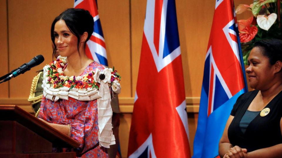 The Duchess of Sussex recounted her days in school when addressing students at the University of the South Pacific.